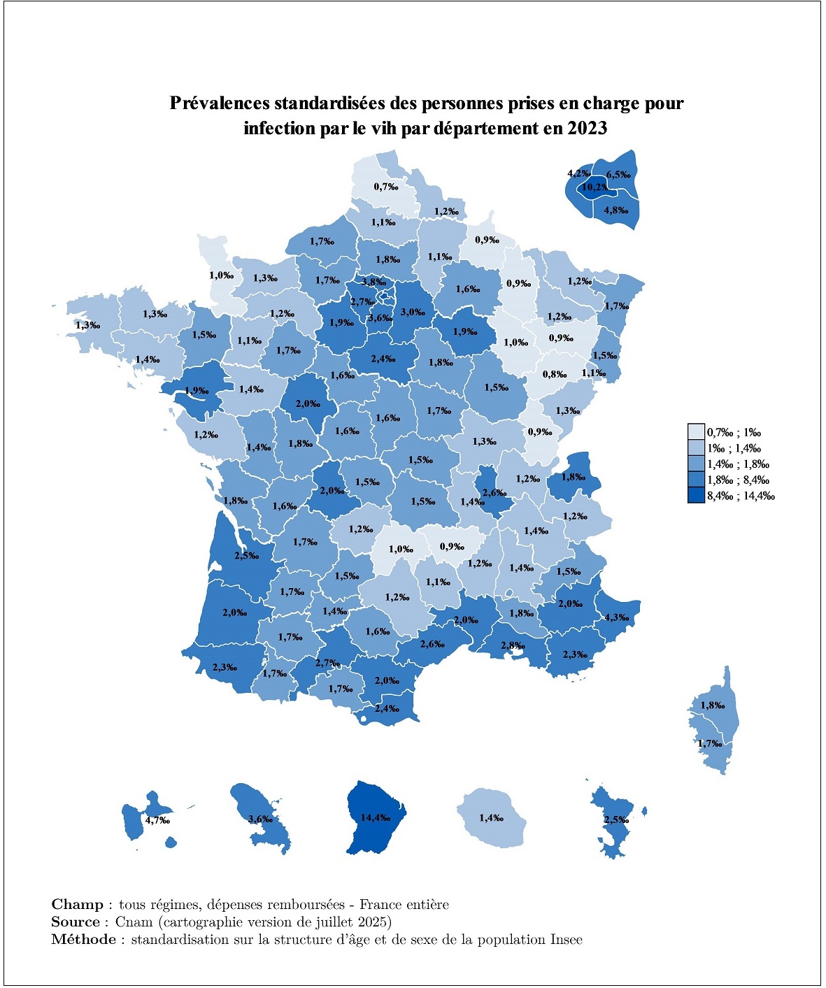 Carte prévalence VIH 2023