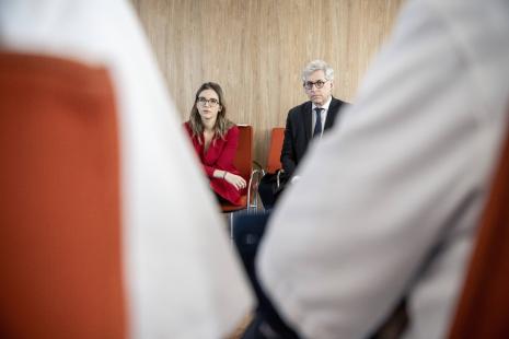 Visite de Frédéric Valletoux et Aurore Bergé au Centre Hospitalier Intercommunal de Creteil, le 4 mars
