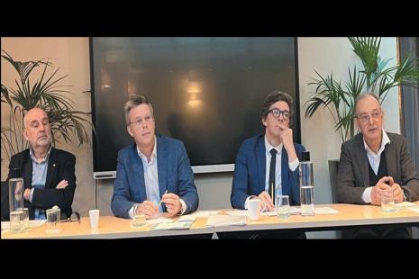 Le bureau du collège : Dominique Pautrat (Wellcoop), membre, Sébastien de Larminat (Totum), membre, Armand Pinton, président (Astéra) et Luc Priouzeau (Giropharm), membre