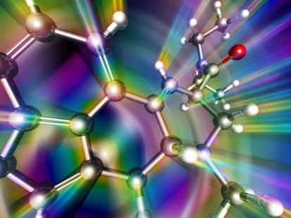 Molécule du LSD (Diéthylamide de l'acide lysergique). Image de synthèse.