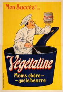 Publicité pour la Végétaline, marque à base d'huile de coprah hydrogénée, 1910
