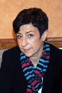 La maire PS de Lille et candidate à la direction de son parti, Martine Aubry (G), s'adresse aux...