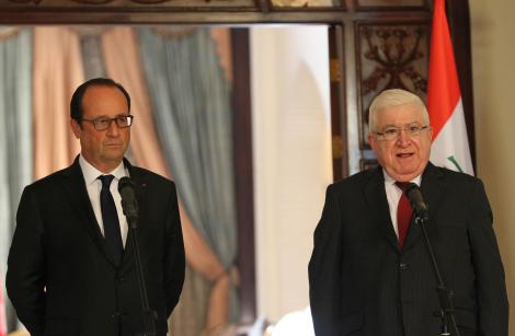 François Hollande à Bagdad avec le président irakien, Fouad Massoum