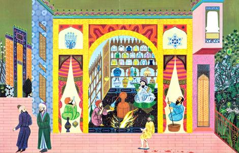 Pharmacie arabe du XIVe siècle (illustration Pierre-Paul Darigo)